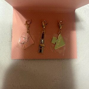 Prada Gold and Pink Key & Card Holder Charms